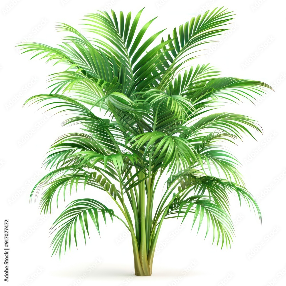 Obraz premium Lush Green Palm Tree Isolated on White.