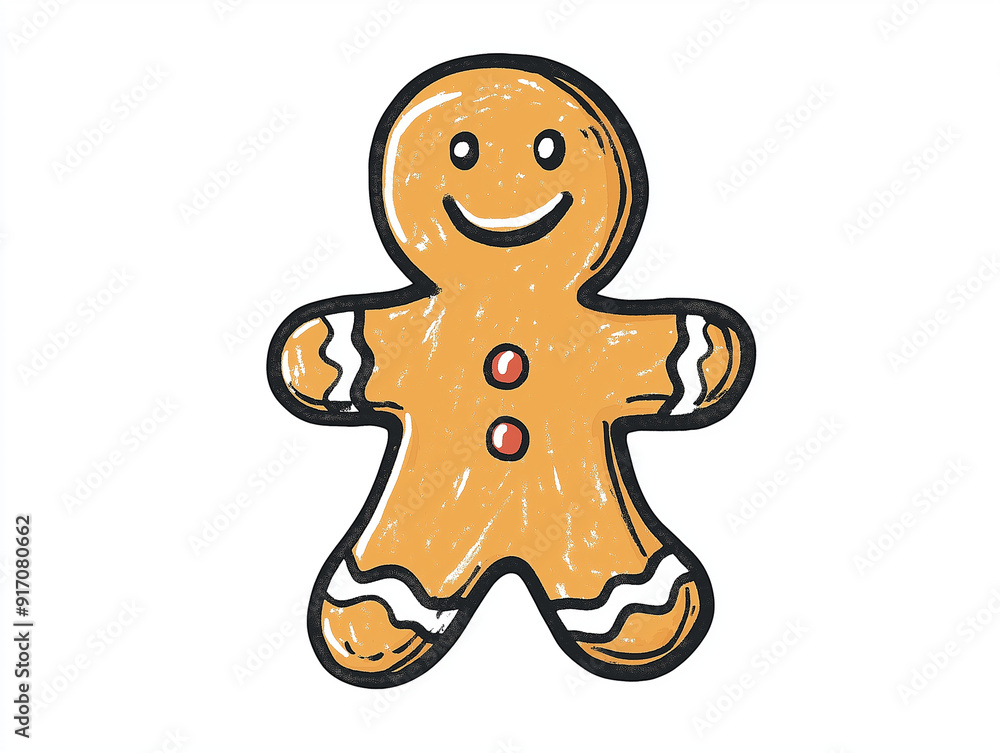 A cartoon gingerbread man with a big smile on his face. The drawing is colorful and cheerful, and it conveys a sense of happiness and warmth.Generative ai illustration A cartoon gingerbread man with a big smile on his face. The drawing is colorful and cheerful, and it conveys a sense of happiness and warmth.Generative ai illustration