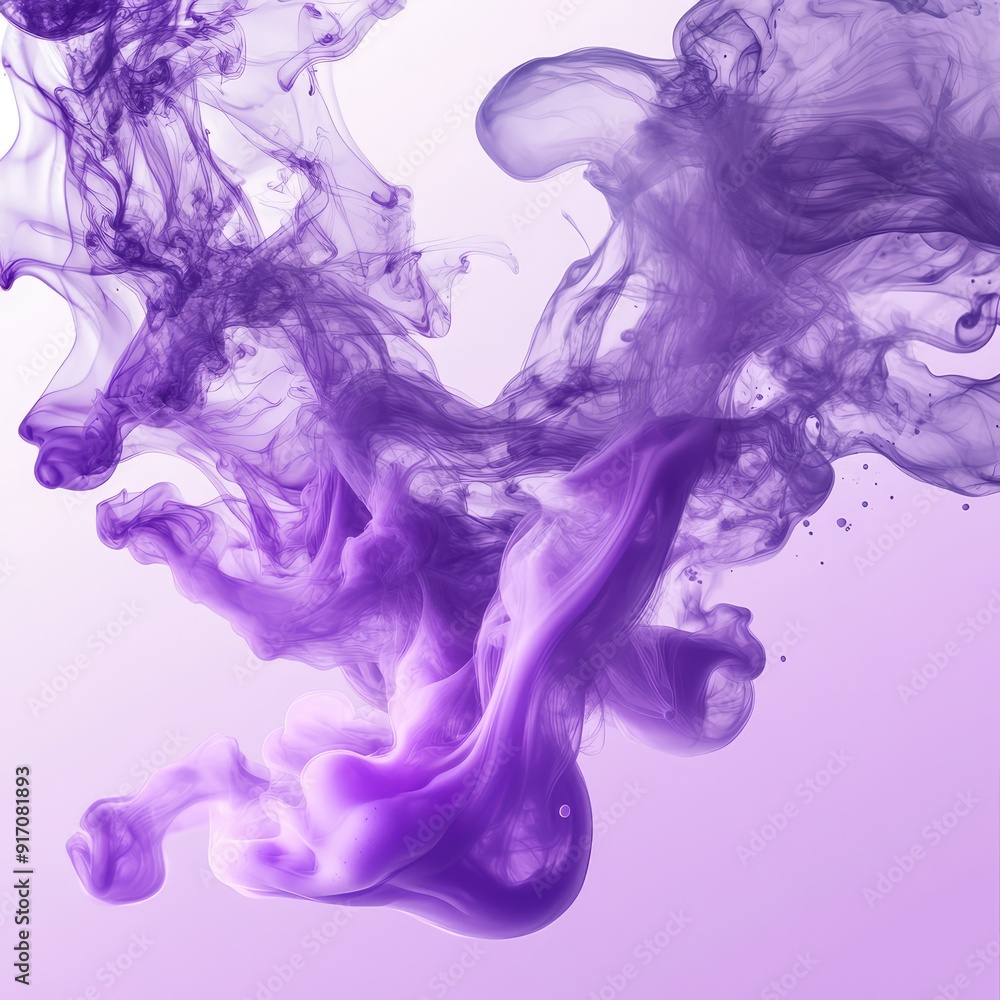 Fototapeta premium Flowing lavender purple liquid and smoke with splashes. Glossy liquid banner. AI generation