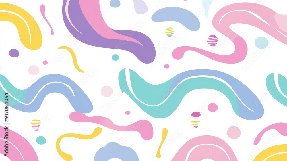 A vibrant collection of pastel swirls and dots creating a playful and modern abstract background for creative projects. A vibrant collection of pastel swirls and dots creating a playful and modern abstract background for creative projects.