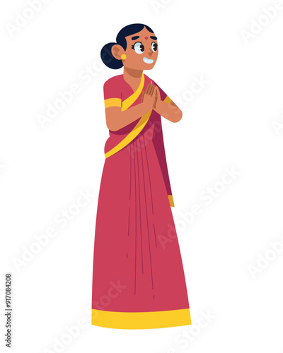 hindu woman making namaste greeting