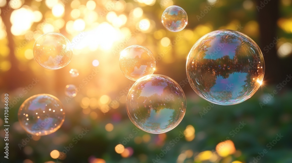 A Magical Display of Bubbles in Sunlit Nature A Magical Display of Bubbles in Sunlit Nature
