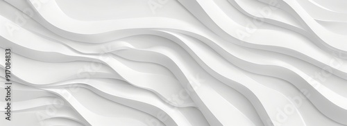 Elegant abstract white background with smooth, flowing wavy patterns. Perfect for use in modern designs, presentations, and digital art projects.