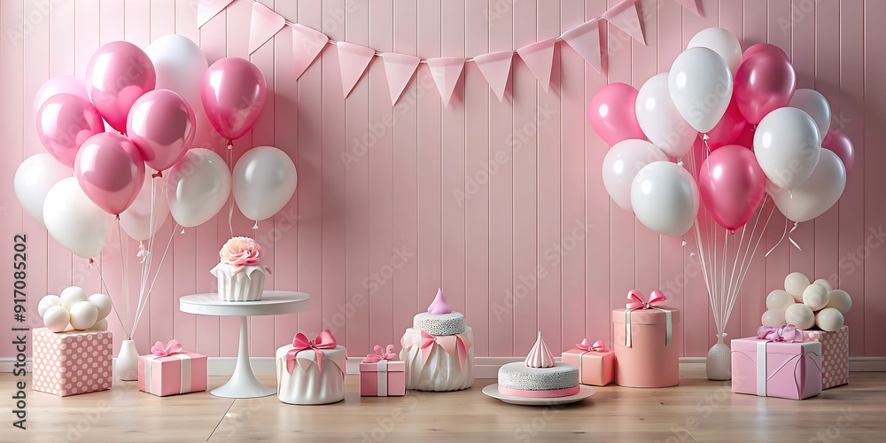 birthday party decoration with pink background birthday party decoration with pink background