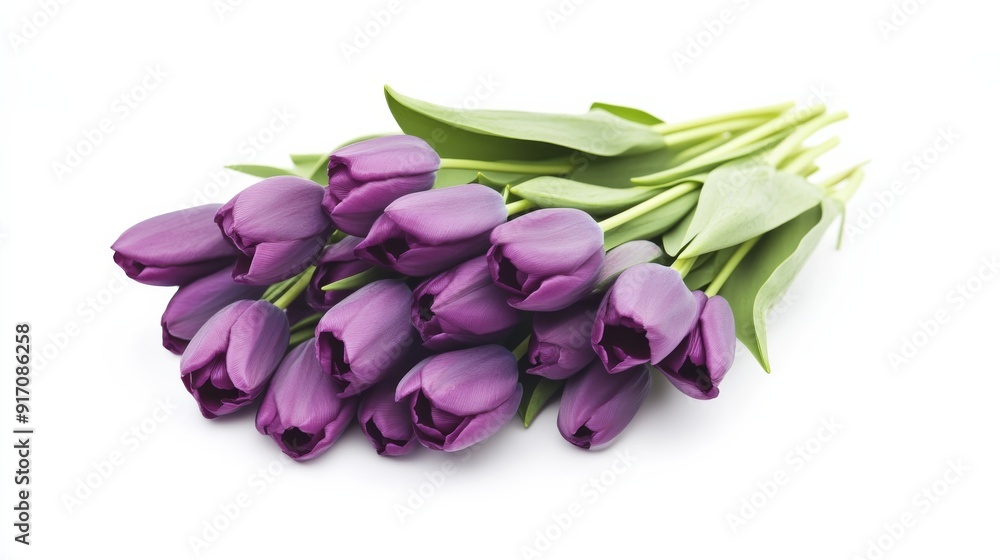 Fototapeta premium A bouquet of purple tulips on a