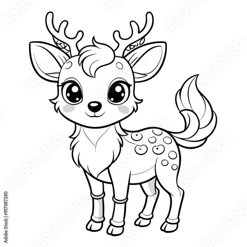 Cute Deer Coloring Page Outline