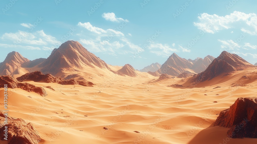 Naklejka premium Close up of desert details, showcasing the delicate texture formed by soft and delicate sand grains on the surface. Capturing the essence of desert tranquility and vast landscapes.