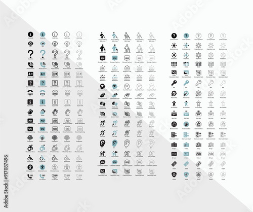 46 Accessibility icons in 5 different variations for web applications and print templates