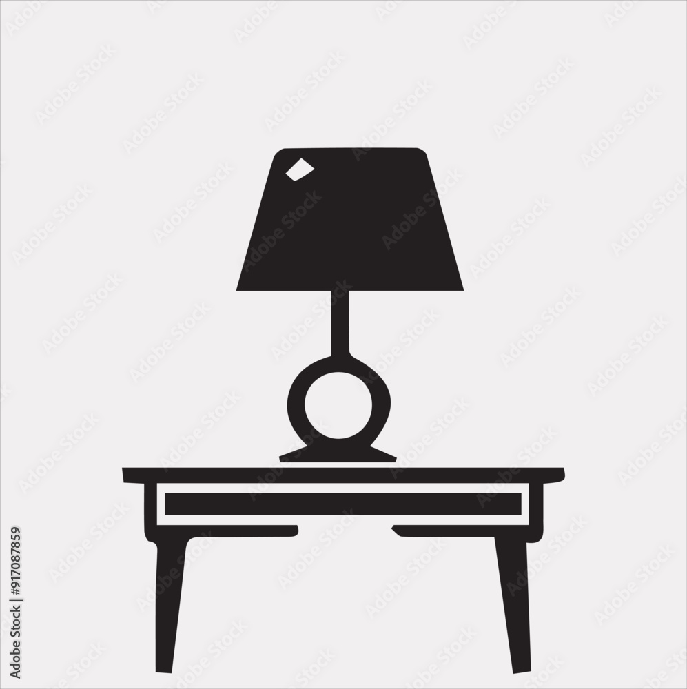 Obraz premium table lamp vector silhouette on a white background