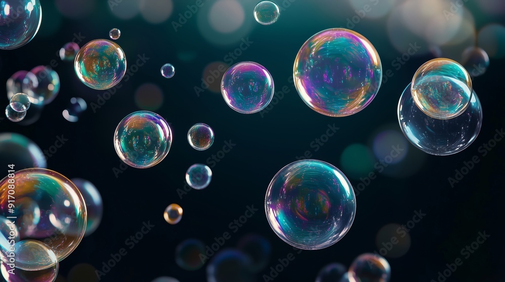A Beautiful Display of Colorful Floating Bubbles in Space A Beautiful Display of Colorful Floating Bubbles in Space