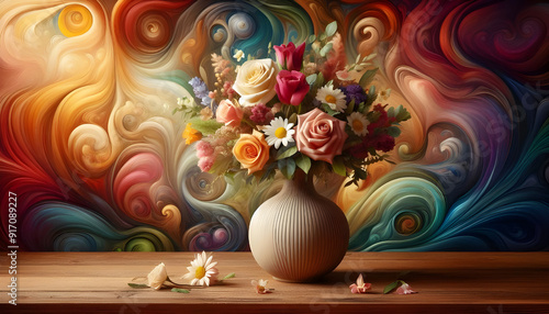 A vase with flowers in it abstract background