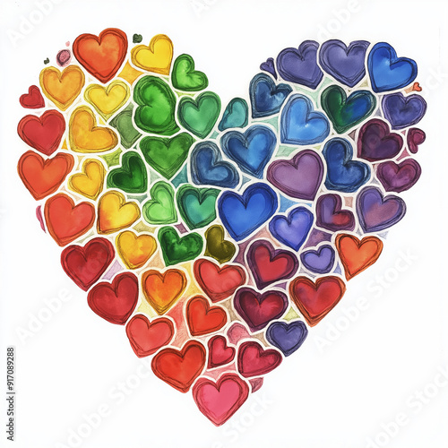 A Large Rainbow Heart Made Up of Countless Small Colorful Hearts