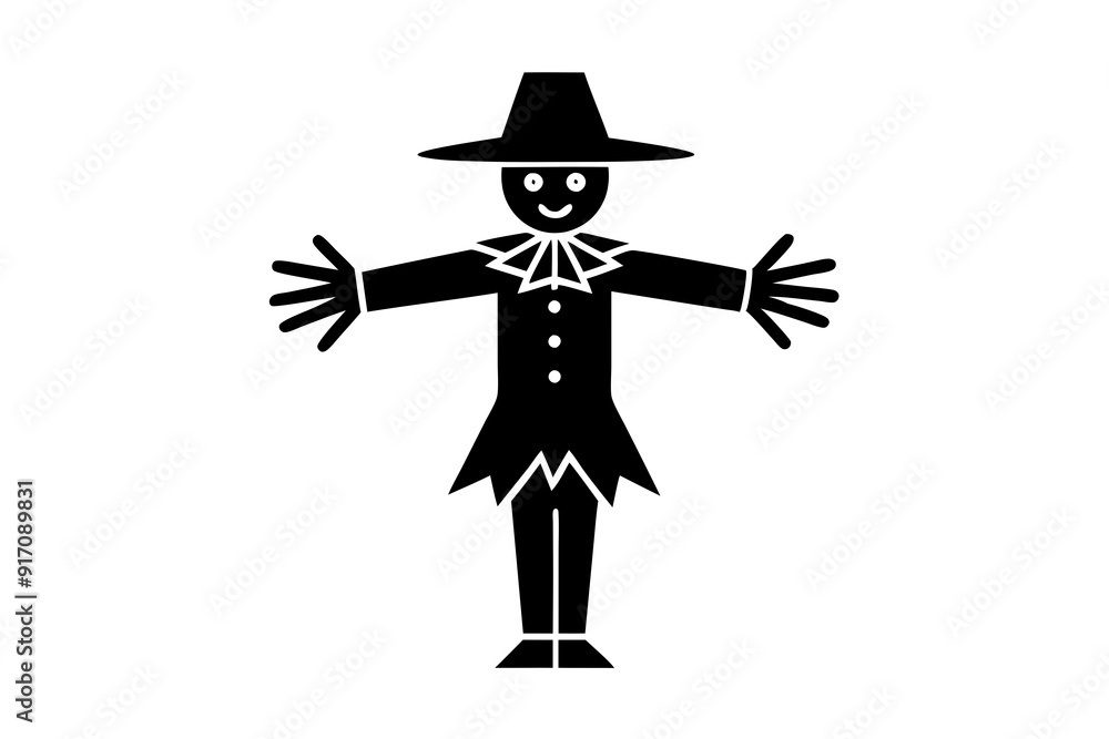 Silhouette vector design of scarecrow vector icon on white background Silhouette vector design of scarecrow vector icon on white background