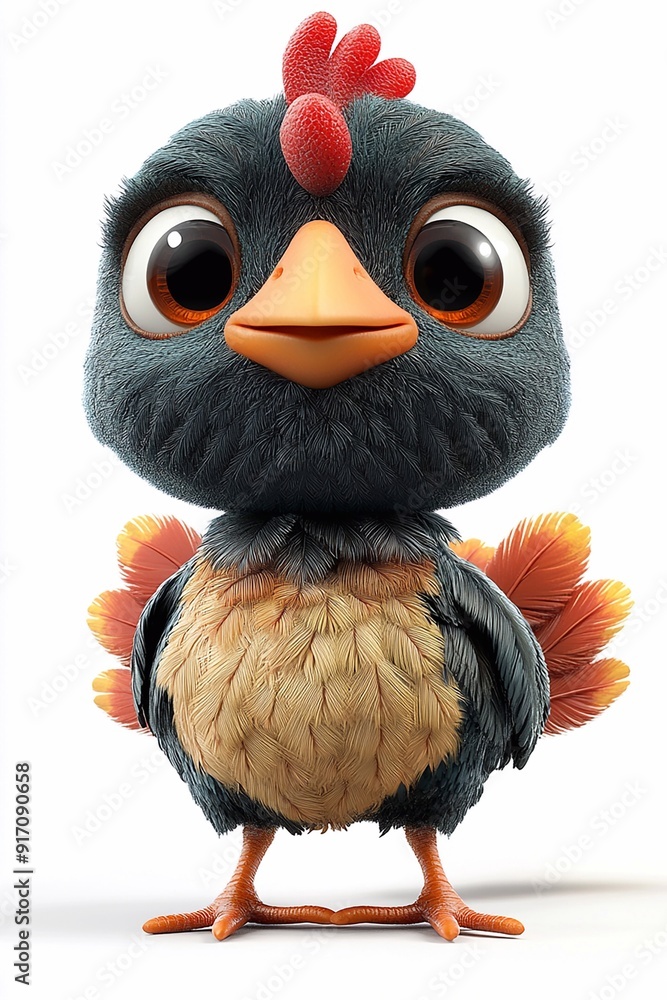 3D animated cute turkey for Thanksgiving, showcasing a joyful and playful character on a white background 3D animated cute turkey for Thanksgiving, showcasing a joyful and playful character on a white background