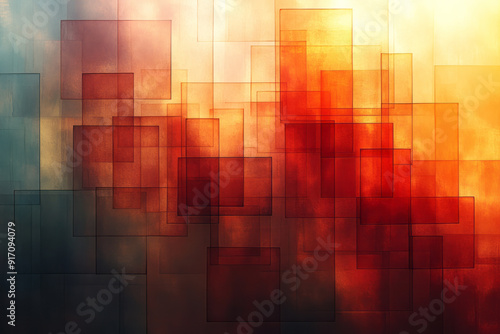 A seamless abstract matrix with overlapping squares and rectangles in a warm, earthy color palette,