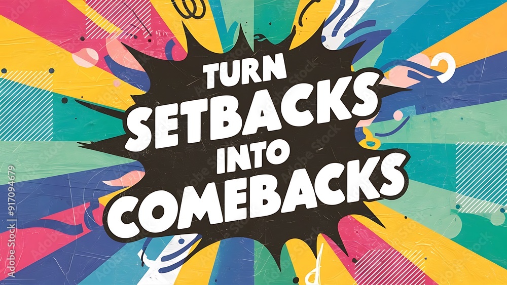 Turn setbacks into comebacks colorful background and text (T-shirt Design Motivational Quote, Illustration ,Typography) Turn setbacks into comebacks colorful background and text (T-shirt Design Motivational Quote, Illustration ,Typography)