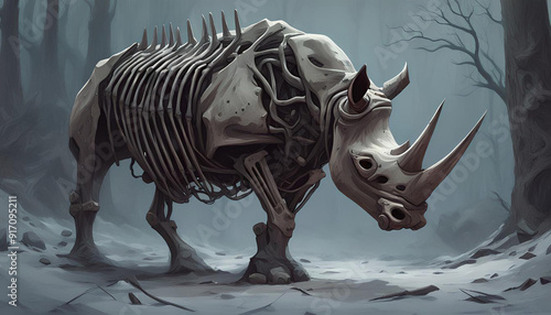 rhino skeleton in the badlands