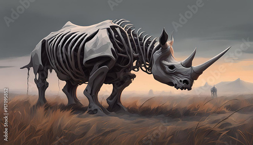 rhino skeleton in the badlands
