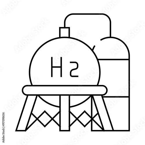 storage hydrogen tank line icon vector. storage hydrogen tank sign. isolated contour symbol black illustration