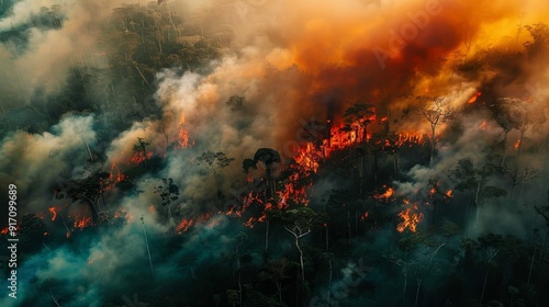 Wallpaper Mural A forest fire is raging through a wooded area Torontodigital.ca