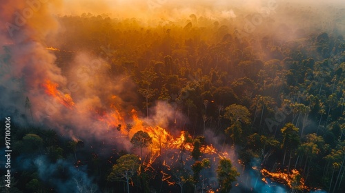 Wallpaper Mural A forest fire is raging through a wooded area Torontodigital.ca