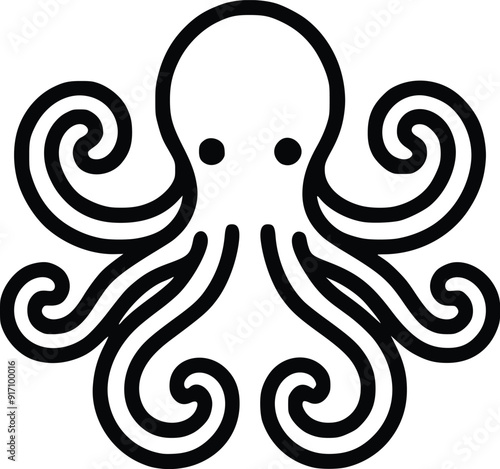 octopus line art vector,  octopus icon silhouette vector illustration