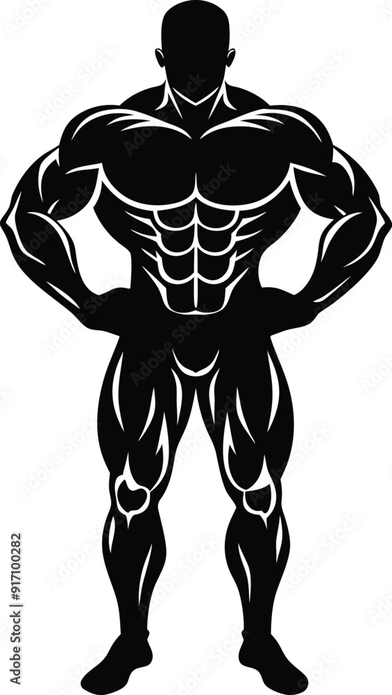 Powerful Bodybuilder Silhouette Perfect for Fitness Designs and T-shirt Projects Powerful Bodybuilder Silhouette Perfect for Fitness Designs and T-shirt Projects