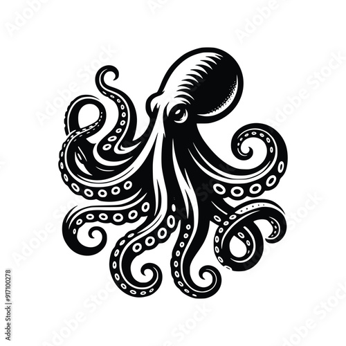 octopus line art vector,  octopus icon silhouette vector illustration