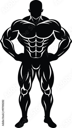 Powerful Bodybuilder Silhouette Perfect for Fitness Designs and T-shirt Projects