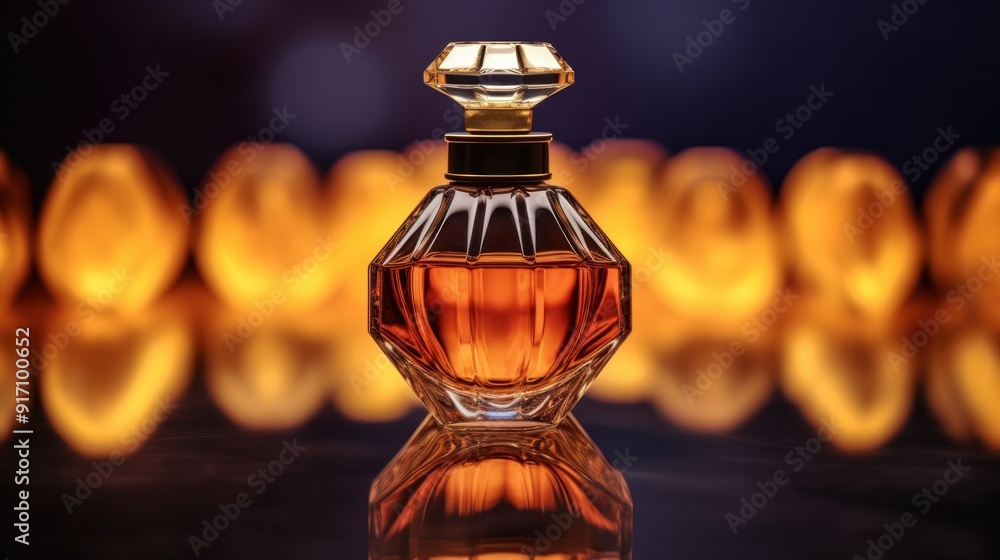 Elegant Perfume Bottle with Warm Lighting Elegant Perfume Bottle with Warm Lighting