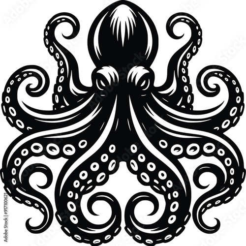 octopus line art vector,  octopus icon silhouette vector illustration