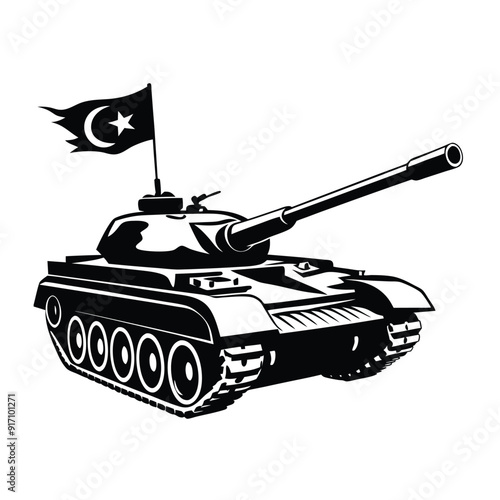 Military tank Mascot Logo Design with Modern illustration Concept Style for Badge and T Shirt Printing with pakistani flag
