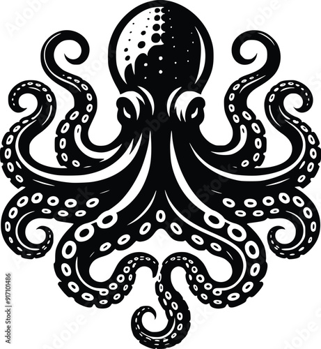 octopus line art vector,  octopus icon silhouette vector illustration