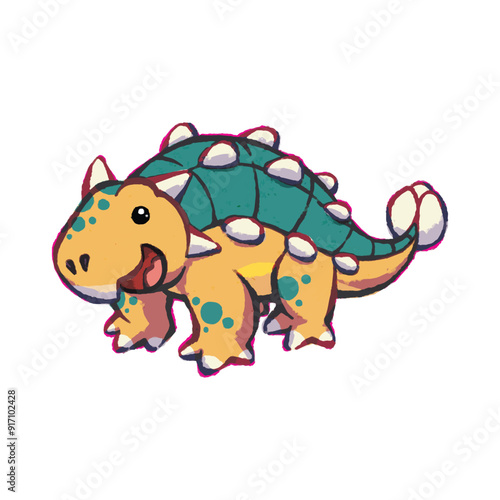 cute cartoon ankylosaurus dinosaur vector illustration for children