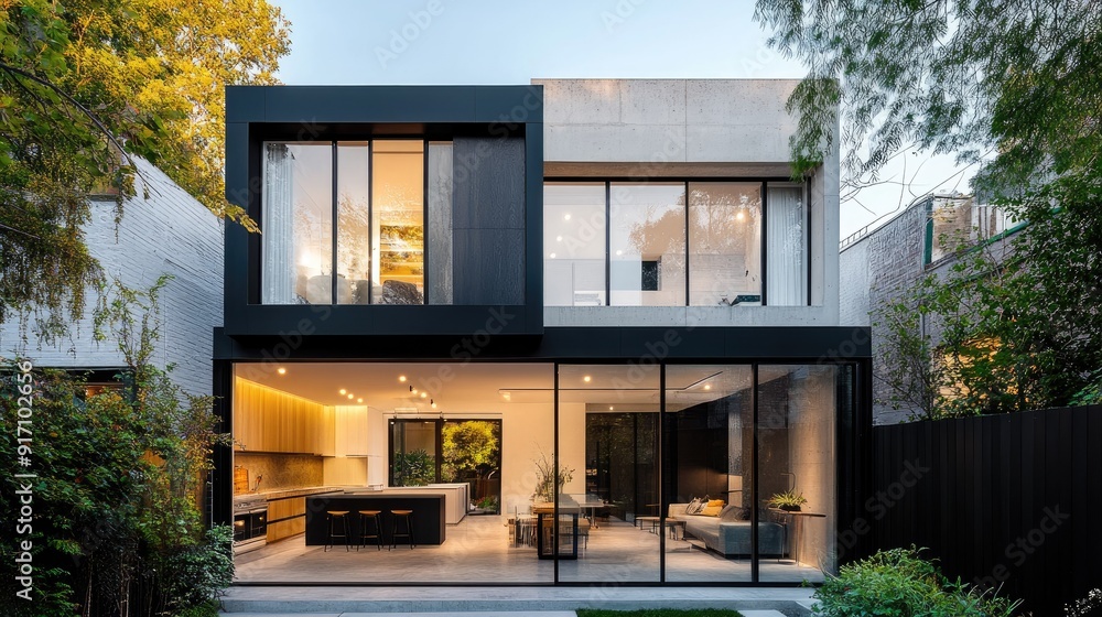A stylish urban townhouse with a minimalist exterior and space for copy A stylish urban townhouse with a minimalist exterior and space for copy
