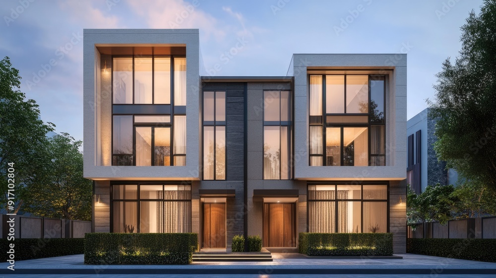 A stylish urban townhouse with a minimalist exterior and space for copy A stylish urban townhouse with a minimalist exterior and space for copy