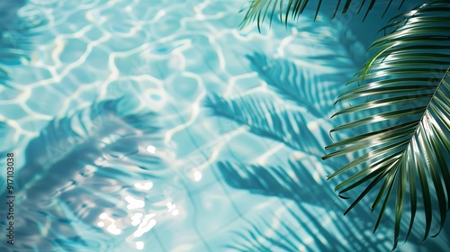 Tropical summer backdrop for a swimming pool. Generative Ai