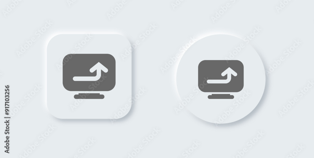 Upload solid icon in neomorphic design style. Arrow signs vector illustration. Upload solid icon in neomorphic design style. Arrow signs vector illustration.