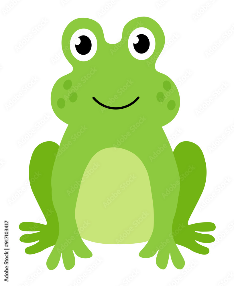 Cute frog sit and smile. Children Hand drawn vector flat illustration. Cute frog sit and smile. Children Hand drawn vector flat illustration.