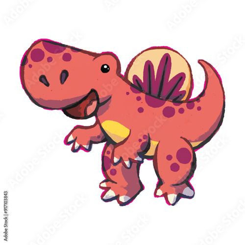 cute cartoon spinosaurus dinosaur vector illustration for children