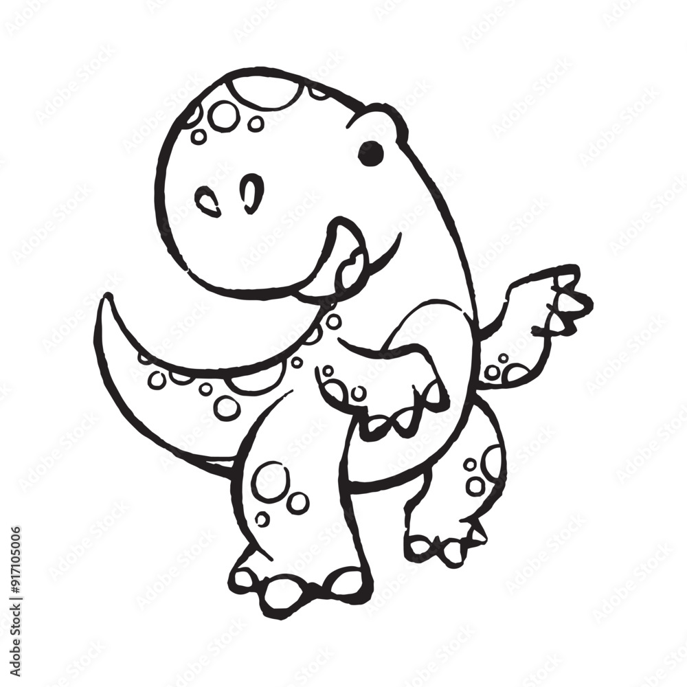 Fototapeta premium ute cartoon tyrannosaurus rex t rex dinosaur line art vector illustration for children