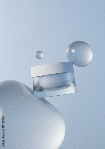 A cosmetics mock-up image file. Lotion and moisturizer product mock-up image. Face cream product.
