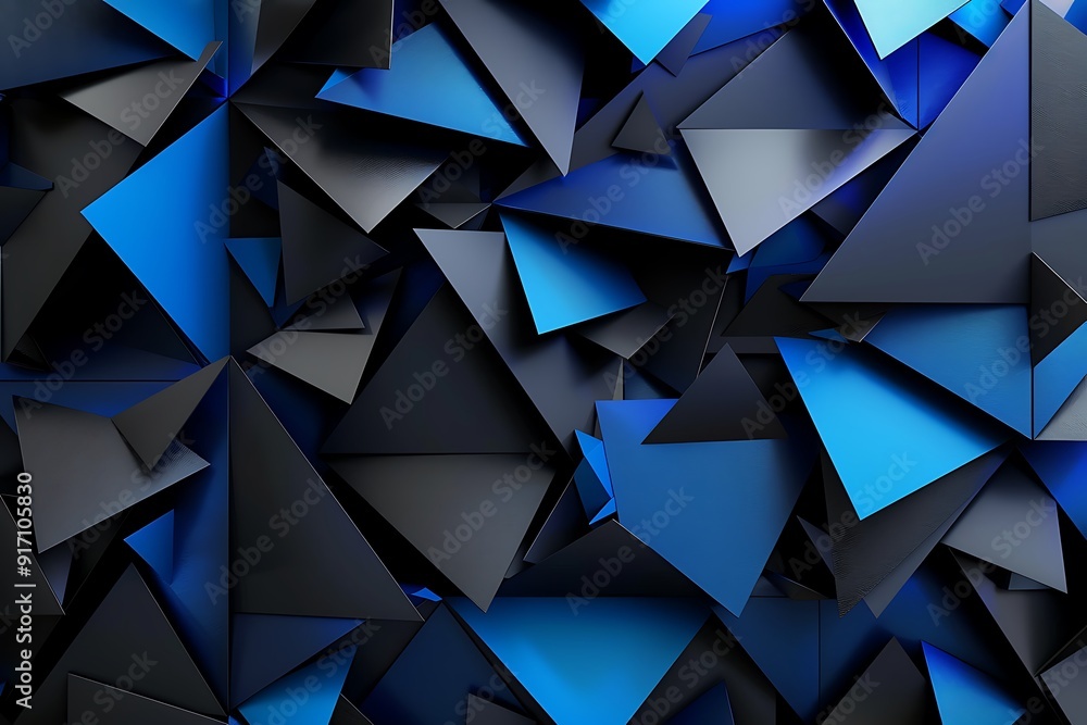 Abstract geometric background with blue and black triangles. Abstract geometric background with blue and black triangles.