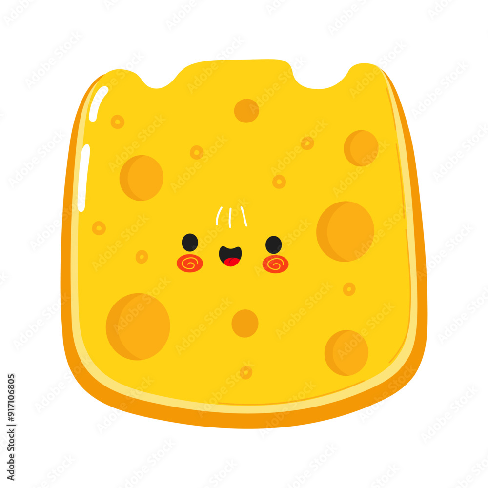 Cheese character. Vector hand drawn cartoon kawaii character illustration icon. Isolated on white background. Cheese character concept Cheese character. Vector hand drawn cartoon kawaii character illustration icon. Isolated on white background. Cheese character concept