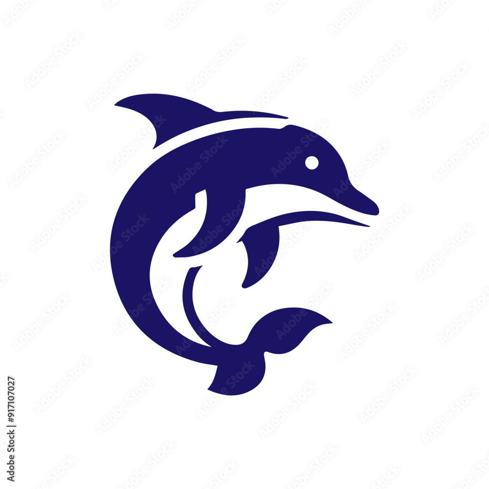 Fototapeta premium Dolphin jumping vector flat design