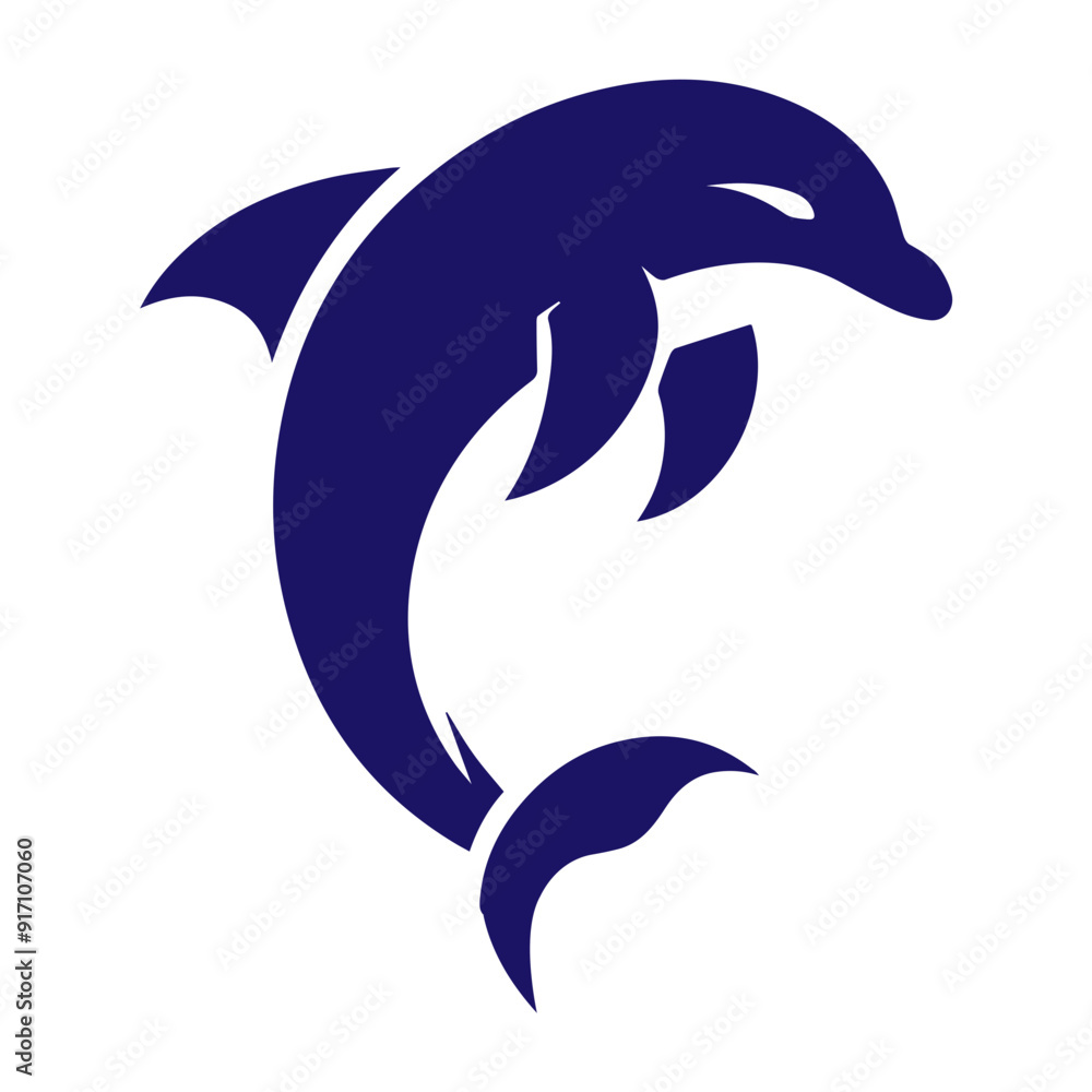 Fototapeta premium Dolphin jumping vector flat design
