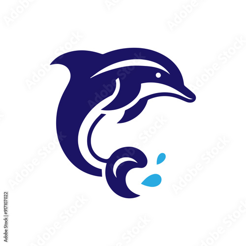 Dolphin jumping vector flat design