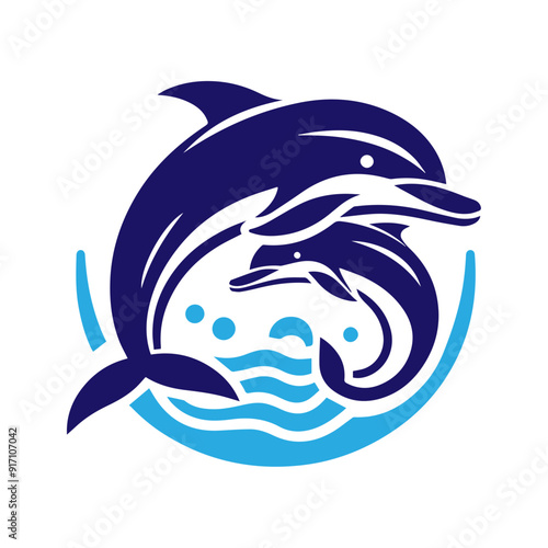 Dolphin jumping vector flat design