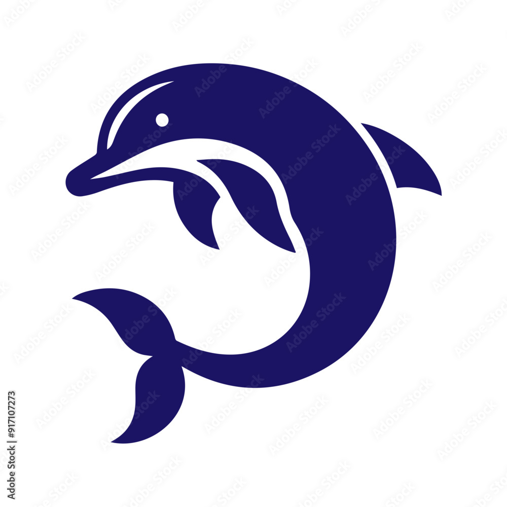 Fototapeta premium Dolphin jumping vector flat design