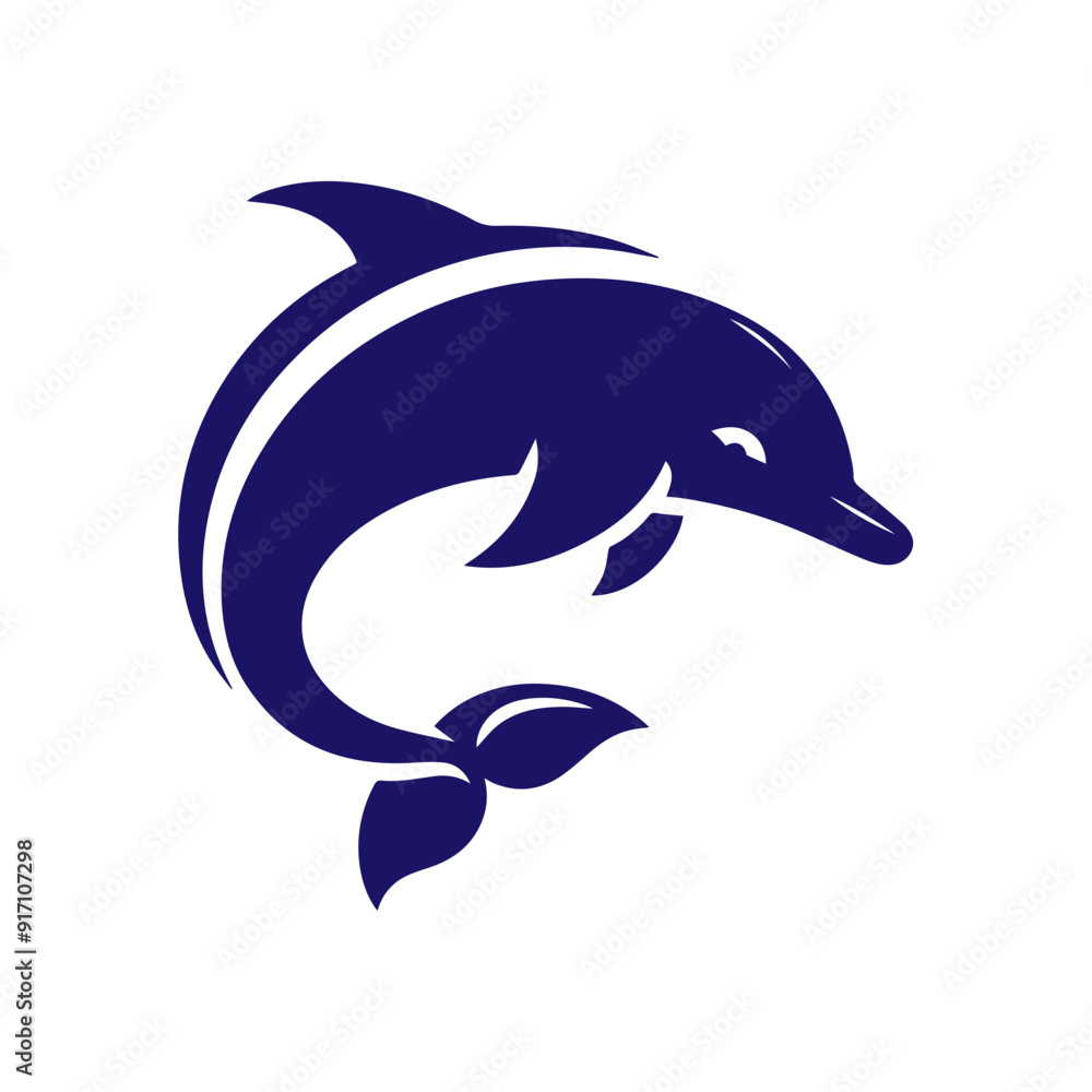 Fototapeta premium Dolphin jumping vector flat design